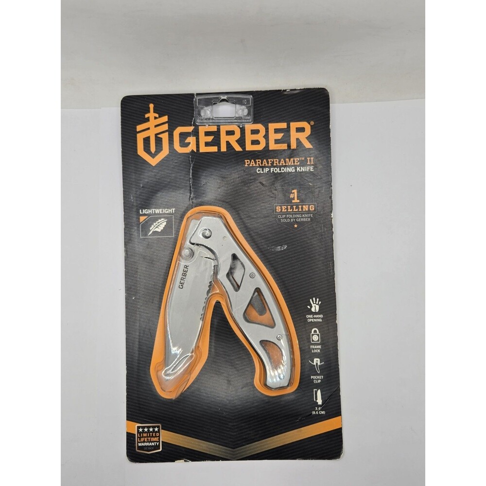 Gerber Paraframe I Pocket  Clip Folding Knife Serrated Titanium Nitride 22-48445